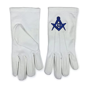 Gants maçonniques OEM en coton biologique blanc, broderie personnalisée, toutes saisons, écologiques, durables et lavables – Vente chaude - Product Image 1