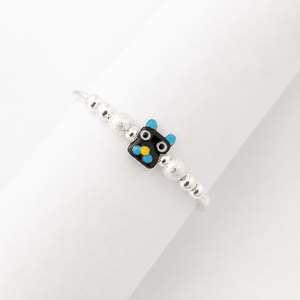 Bracelet en argent sterling 925 avec pendentif robot mignon, perles polies, réglable, pour enfants et filles, bijou tendance, cadeau, usage quotidien, fête - Product Image 2