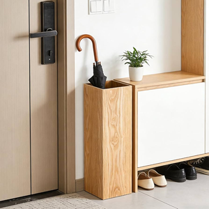 Porte-parapluies en bois d'acacia, support de rangement en bois naturel pour la maison, seau de rangement pour parapluies - Product Image 3
