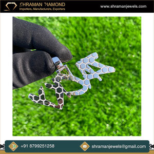 925 <b>Silver</b> Custom Iced Cursive <b>Initial</b> Block Letter Name Pendant <b>Necklace</b> Charm Brilliant Cut Diamond Hip Hop Style Personalized - Product Image 4