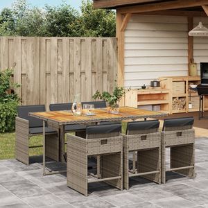 Ensemble de 6 chaises de salle à manger en rotin PE gris, grand ensemble de jardin pliable - Product Image 1