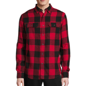 Durable Lightweight Customized Made New Trendy Comfortable Long Sleeve <b>Red</b> and Black <b>Checked</b> Flannel <b>Shirts</b> For <b>Men</b> Wear - Product Image 1