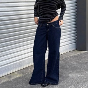 Denim Solid Formal Breathable <b>Jeans</b> Mid Rise Relaxed Straight Leg Pants Vintage Wash Factory Direct Price - Product Image 1