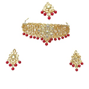 Indian Classic Women's Choker Wedding Engagement Anniversary Party Green Traditional Crystal Kundan Faux Pearl Alloy Gold <b>Gift</b> - Product Image 4