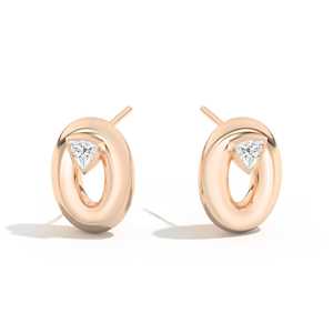 Pendientes de Oro Sólido de 14K y 18K con Diamantes Cultivados en Laboratorio de Corte Trillón, Engastados en Bisel, Aros Geométricos Abiertos en Forma de Círculo, Ovalados y Abombados, Venta al por Mayor - Product Image 5