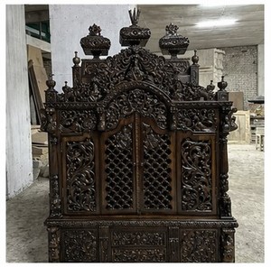 Mandir de Pooja de Madera de Teca Moderna y Elegante con Puertas, Hecho a Mano, Tamaño Personalizado, Recién Llegado a California - Product Image 4