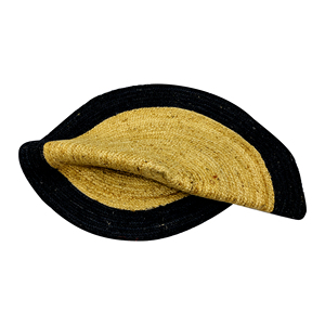 Handcrafted Black <b>Round</b> <b>Jute</b> Area <b>Rug</b> with Natural Tan Border-Modern Boho Braided Flatweave Carpet - Product Image 6
