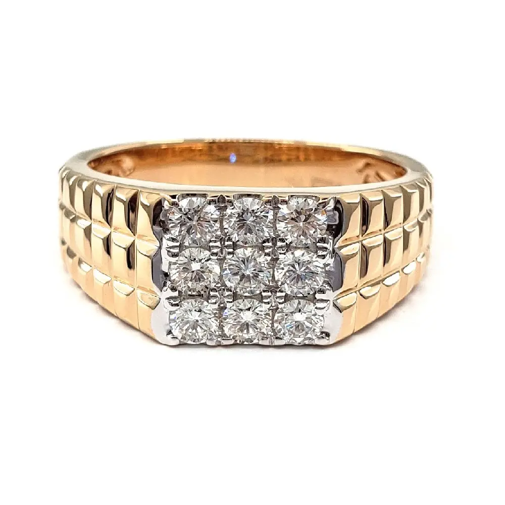 Custom Rings For Men Top Quality Platinum 14k Solid Rose Gold Real Diamond Baguette Small Gents Rings For Men