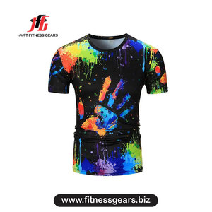 เสื้อยืดทรงสปอร์ตพิมพ์ลายเรขาคณิต ทรงปกติ ผ้าถักโพลีเอสเตอร์ แห้งเร็ว คอกลม - Product Image 2