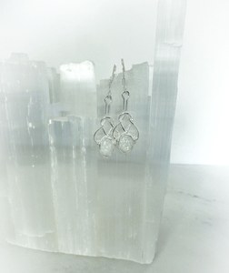 White Opal <b>Earrings</b> Sterling <b>Silver</b> Sparkly Flash Opal <b>Earrings</b> October Birthstone Jewelry Gift For Her - Product Image 4