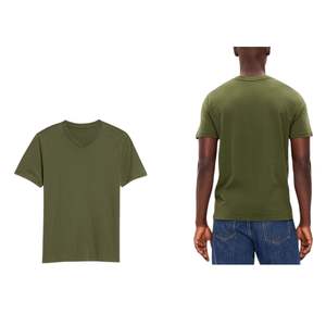 Camiseta de Cuello en V para Hombre, Manga Corta, Informal, Básica, Suave, Transpirable, Ligera, para Uso Diario de Verano, Fabricante OEM Personalizado - Product Image 1