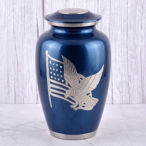 Urne funéraire pour adultes en laiton, motif drapeau américain et aigle, brun et or, finition mate, pour cendres humaines, urne commémorative pour enterrement. - Product Image 3