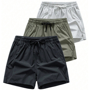 Men's Solid <b>Black</b> Quick Dry Breathable Floral Pattern Drawstring Board Shorts High Waist Unisex Swim <b>Trunks</b> 100% Cotton 220g - Product Image 3