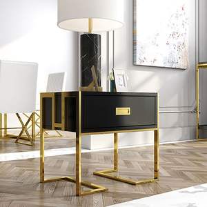 Home Designer Metal Luxury Furniture Marble Top <b>Side</b> <b>Table</b> <b>Gold</b> Plated Metal End <b>Table</b> for Living Room, Office, Hallway - Product Image 5