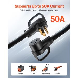 สายต่อเครื่องกำเนิดไฟฟ้าแบบหนาพิเศษ 50 แอมป์ ยาว 50 ฟุต 250 โวลต์ 12500 วัตต์ NEMA 6-50R NEMA 6-50P SWT 6AWG สายไฟแบบยืดหยุ่น - Product Image 2