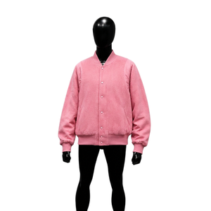 Veste classique rose à boutons-pression en polaire douce de qualité supérieure, vêtement d'extérieur décontracté, couleur unie, fermeture boutonnée, coupe classique, col rabattu - Product Image 1