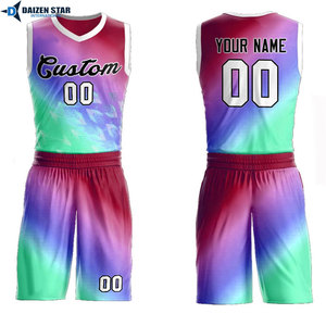 Custom Basketball Jersey Set Blue Gradient V-Neck Sleeveless Sublimated Mesh Breathable Elastic Waist Adult Unisex 100% - Product Image 6