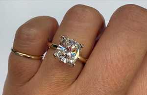 10K 14K 18K Solid Real Gold <b>Cushion</b> Cut Engagement Ring F VS Lab Created Diamond Wedding Custom Fine Jewelry Rings Bulk Supplier - Product Image 3