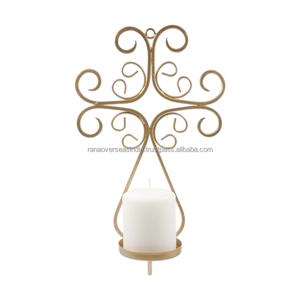 Support mural décoratif en fer forgé doré pour bougie, motif spirale, pour la maison et le bureau - Product Image 2