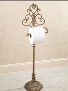 Floor Standing Iron Toilet Paper Holder Freestanding Bathroom Tissue <b>Roll</b> Storage Stand With Modern Decorative Design - Product Image 4