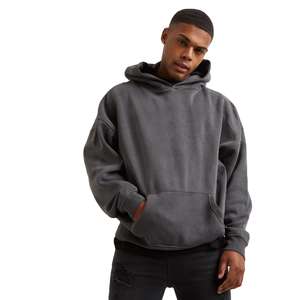 Sweat-shirts et hoodies streetwear unis pour hommes, personnalisables avec logo, en coton épais, coupe oversize à épaules tombantes, vente en gros - Product Image 1