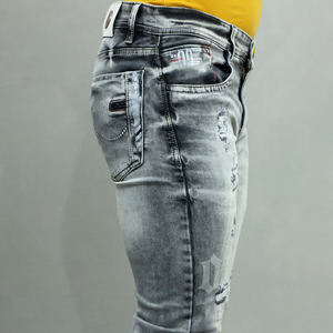 Jeans bleus stretch de qualité supérieure pour hommes, best-seller, taille mi-haute, marque Gex. - Product Image 3