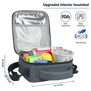 Sac à lunch isotherme personnalisé avec logo imprimé pour hommes et femmes, sac isotherme souple doublé de papier aluminium pour le bureau, le travail, l'école, les pique-niques et la conservation des aliments - Product Image 4