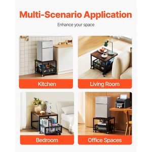 Mini Fridge Stand with Movable <b>Storage</b> <b>Cart</b> 198 Lbs Table Swivel Wheels Beverage Refrigerator Stand with <b>Storage</b> - Product Image 6