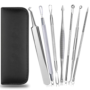 7 Pcs Blackhead <b>Remover</b> Tool Set Stainless Steel Acne Extractor Tools Pimple Popper Kit Facial Pore Cleaner with Travel Case - Product Image 1