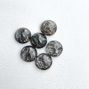 Buy 10mm Natural Black Rutilated Quartz Faceted Round Shape Loose Gemstone Minimalist Quartz Jewelry For Valentine's Day Gifts - Product Image 2