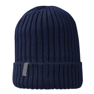 Bonnet en tricot unisexe 100% acrylique, bonnet d'hiver à revers avec pompon, style décontracté, gris. - Product Image 1