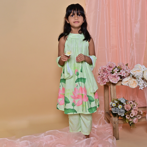 Kurti pour filles de 1 à 9 ans, de qualité supérieure, à imprimé floral numérique, col rond, tunique ethnique pour l'été - Product Image 6