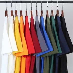 Camiseta de manga corta con cuello redondo y hombros caídos, de color sólido, con diseño impreso en serigrafía con logotipo personalizado OEM, de doble hilo de 260g. - Product Image 5