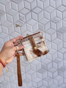 High Quality Hair on Hide <b>Leather</b> Coin <b>Purse</b> Stylish Clutch ATM Card Holder Cowhide <b>Leather</b> Western Style Multi Use Clutch - Product Image 5