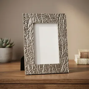 Handmade Agate Quartz Marble Photo <b>Frame</b> Rectangular Tabletop Vertical Embossed Metal Picture Display Decorative Gift - Product Image 3