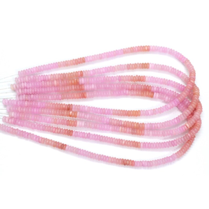 Magnifiques perles plates en opale rose, perles de pierres précieuses lisses, fournitures pour la création de bijoux, vente en gros de fils d'opale rose - Product Image 2