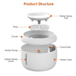 Fontanella Intelligente per Animali Domestici da 2.5L (84.54OZ) con Luce LED, 7 Filtri Sostituibili, Pompa Silenziosa e Livello d'Acqua Elevato - Product Image 6