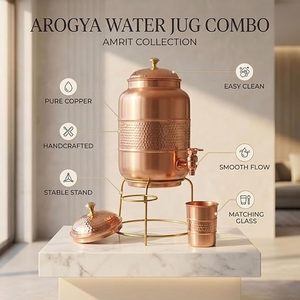 Distributeur d'eau en cuivre avec support et gobelet, fonctionnement manuel, réservoir de stockage d'eau froide pour la maison - Product Image 6