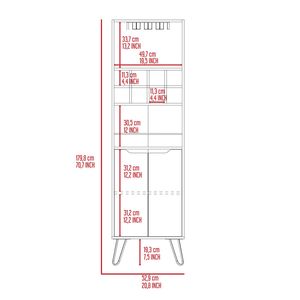 Mobile bar Sheffield H con otto scomparti per bottiglie e due ripiani in vetro - Product Image 3