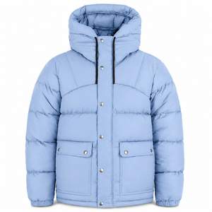 Blouson matelassé à capuche avec patch en caoutchouc personnalisé, coque en polyester durable, isolation thermique, panneaux matelassés, style streetwear urbain pour l'hiver - Product Image 1