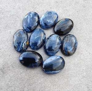 Cabochon ovale en pietersite naturelle bleu-gris, pierre précieuse calibrée, pierre non montée pour la fabrication de bijoux et les fournitures artisanales - Product Image 4