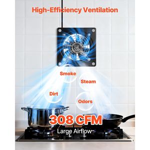 Ventilatore di Scarico a Parete ad Alta Velocità da 6 Pollici, 308 CFM, Controllo On/Off, Basso Consumo, Ventilatore di Ventilazione Portatile - Product Image 2