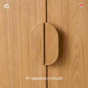 Buffet en teck massif Japandi, armoire de rangement en bois à 4 portes pour salon, hôtel, villa - Product Image 2