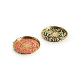 Posavasos de Latón Puro Esmaltados a Mano para Tazas, Vajilla Decorativa Elegante - Product Image 1