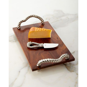 Bandeja de madera clásica con asas de hoja de roble antiguo y detalles metálicos de bellota, plato rústico de madera dura para el hogar - Product Image 5