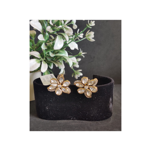 Elegant Gold Tone Floral <b>Stud</b> <b>Earrings</b> with Clear Stones and Marquise <b>Crystal</b> Design Fashion Jewelry - Product Image 3