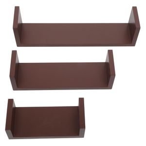 Set di 3 mensole galleggianti marroni per libreria, mensole da parete, portaoggetti, decorazioni per la casa RT - Product Image 1