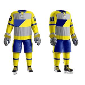 Meilleur fabricant fournisseur, ensembles d'uniformes de hockey sur glace 100 % polyester avec logo personnalisé, service OEM, nom d'équipe personnalisé, écologique, livraison rapide - Product Image 5