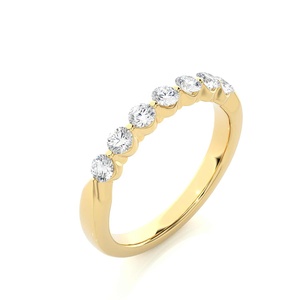 Anillo de diamantes de siete piedras de oro rosa amarillo de 14 quilates, joyería fina, ajuste de bisel, anillos casuales de Plata de Ley 925 para regalos de boda - Product Image 2