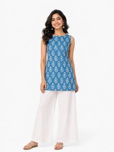 Conjunto de Kurti de lino y algodón y pantalón Plazzo de rayón para damas, estilo indio pakistaní, Salwar Kameez, Kurtis de algodón a bajo precio, completamente cosidos. - Product Image 2